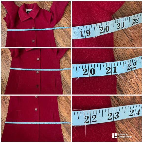 Hilary Radley Red Wool Alpaca Blend Peacoat Jacket Swing Coat Made in Peru M - Picture 12 of 17